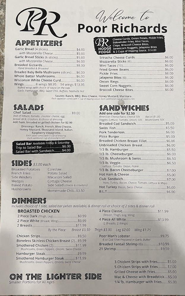 Poor Richard's Restaurant Menu image 2